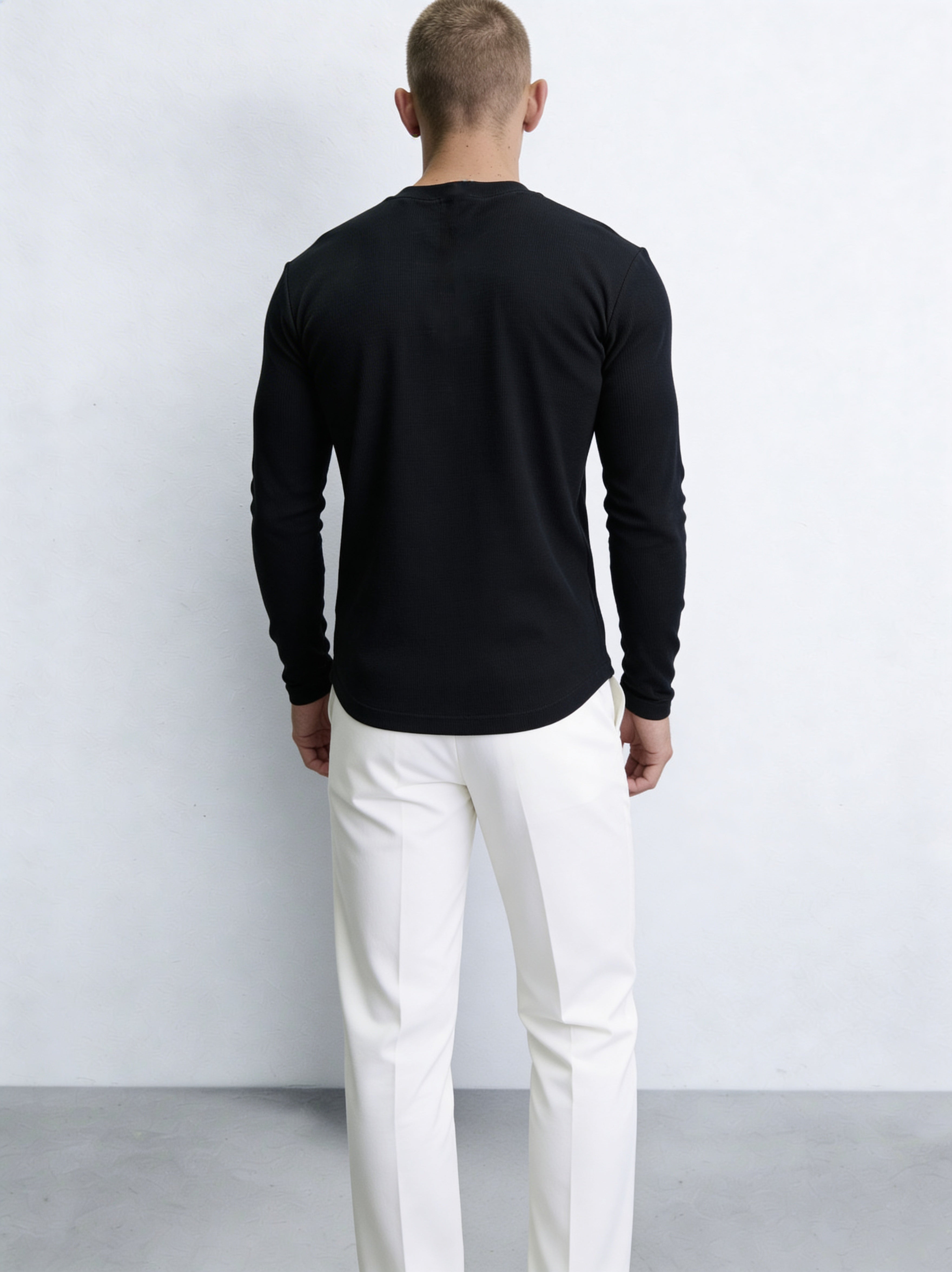 ZZUFAL - PURE HENLEY BLACK T-SHIRT - ZT007
