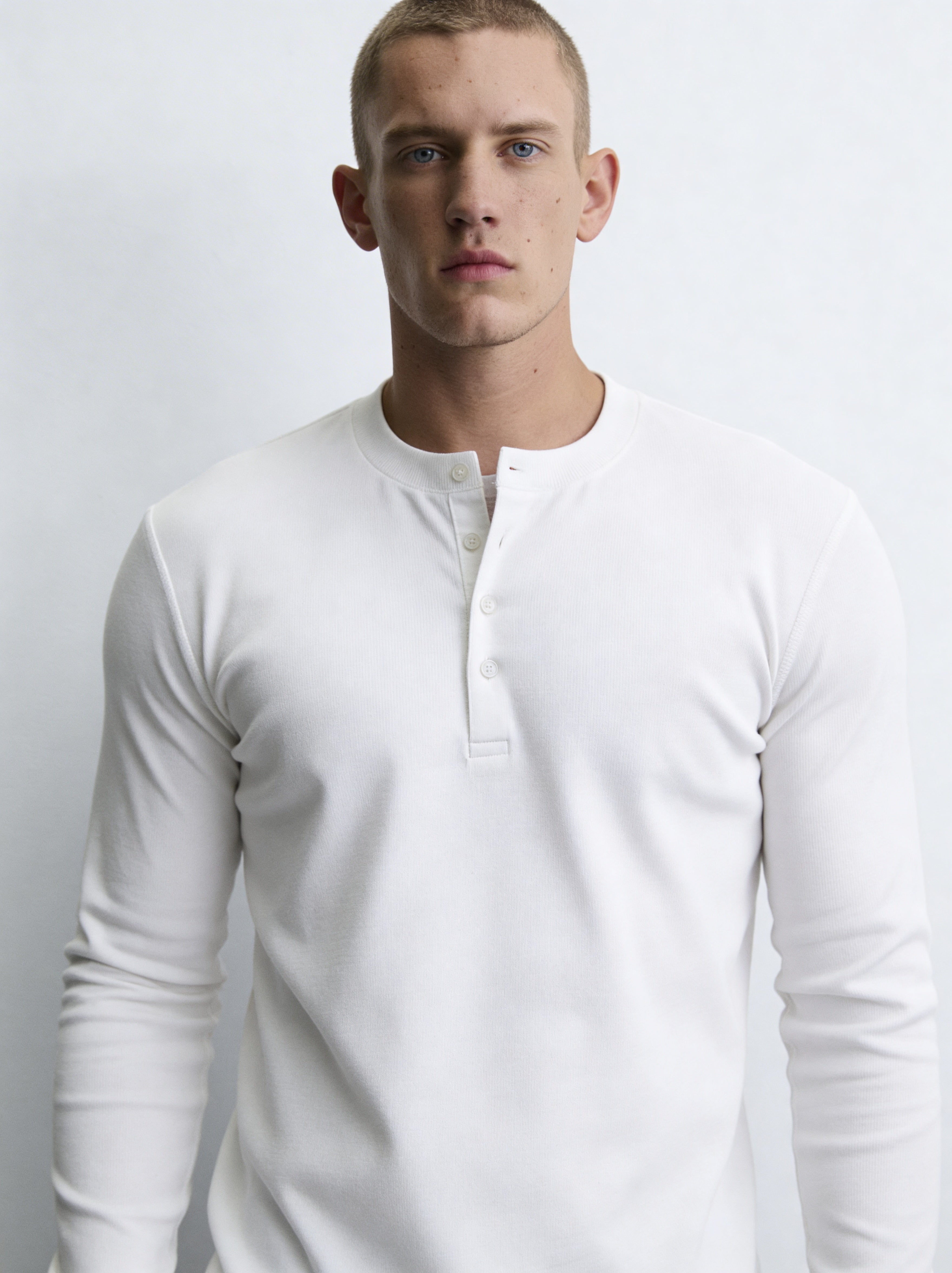 ZZUFAL - PURE HENLEY WHİTE T-SHIRT - ZT006