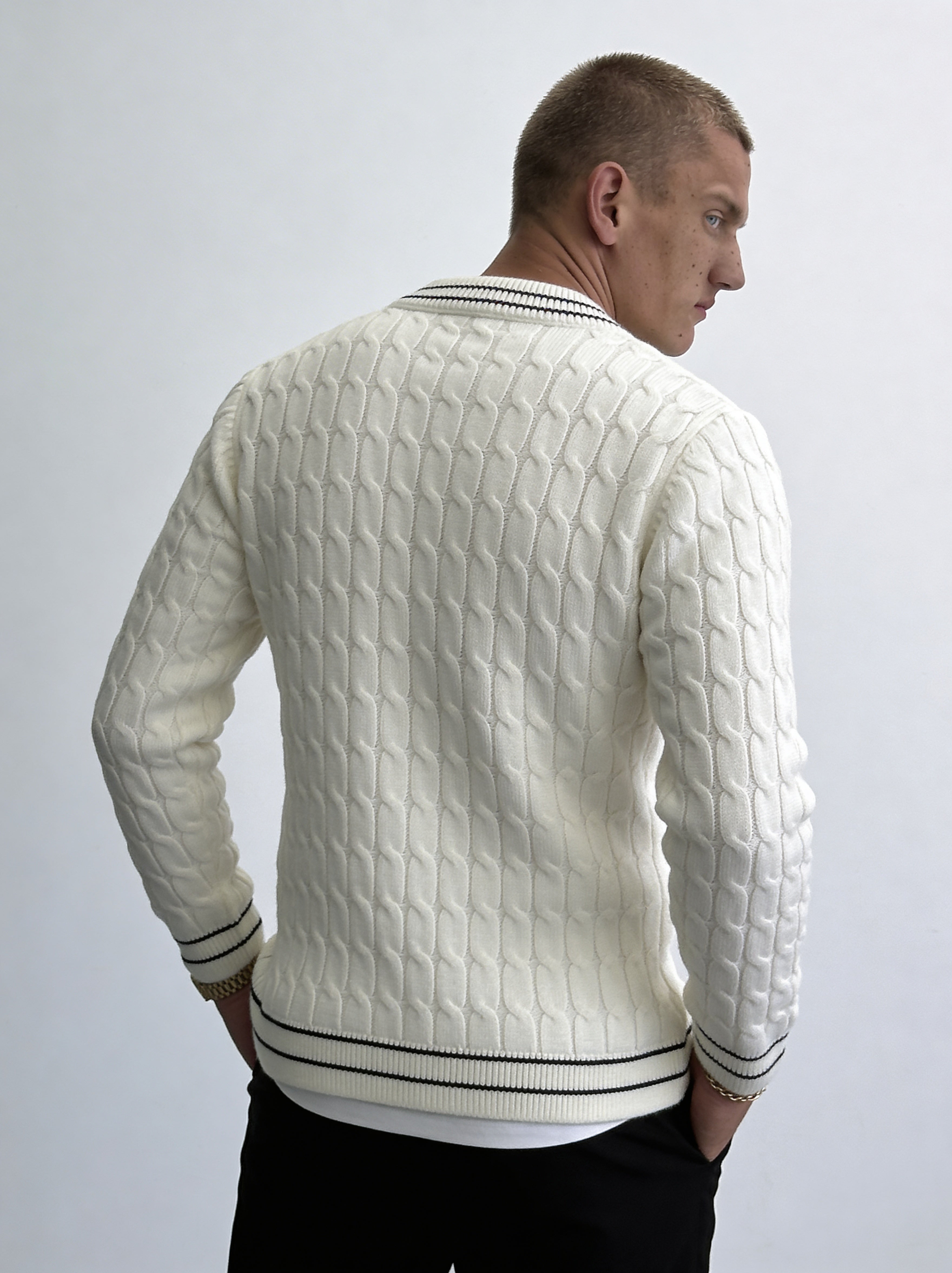 ZZUFAL - HERITAGE KNIT CARDIGAN WHITE - ZJ003