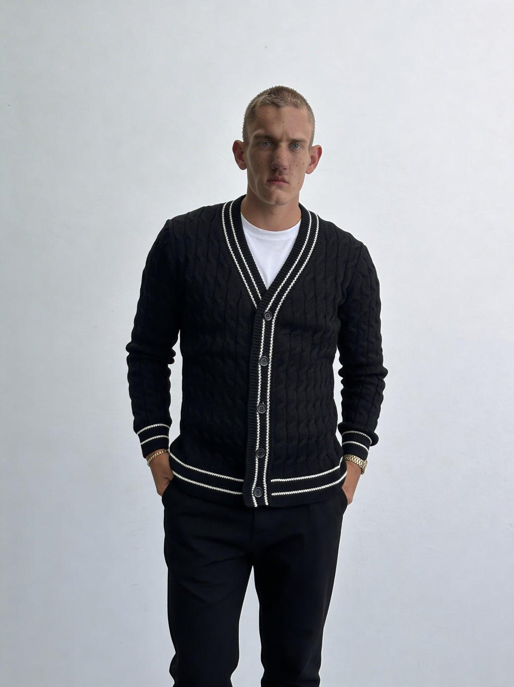 ZZUFAL - HERITAGE KNIT CARDIGAN BLACK - ZJ004