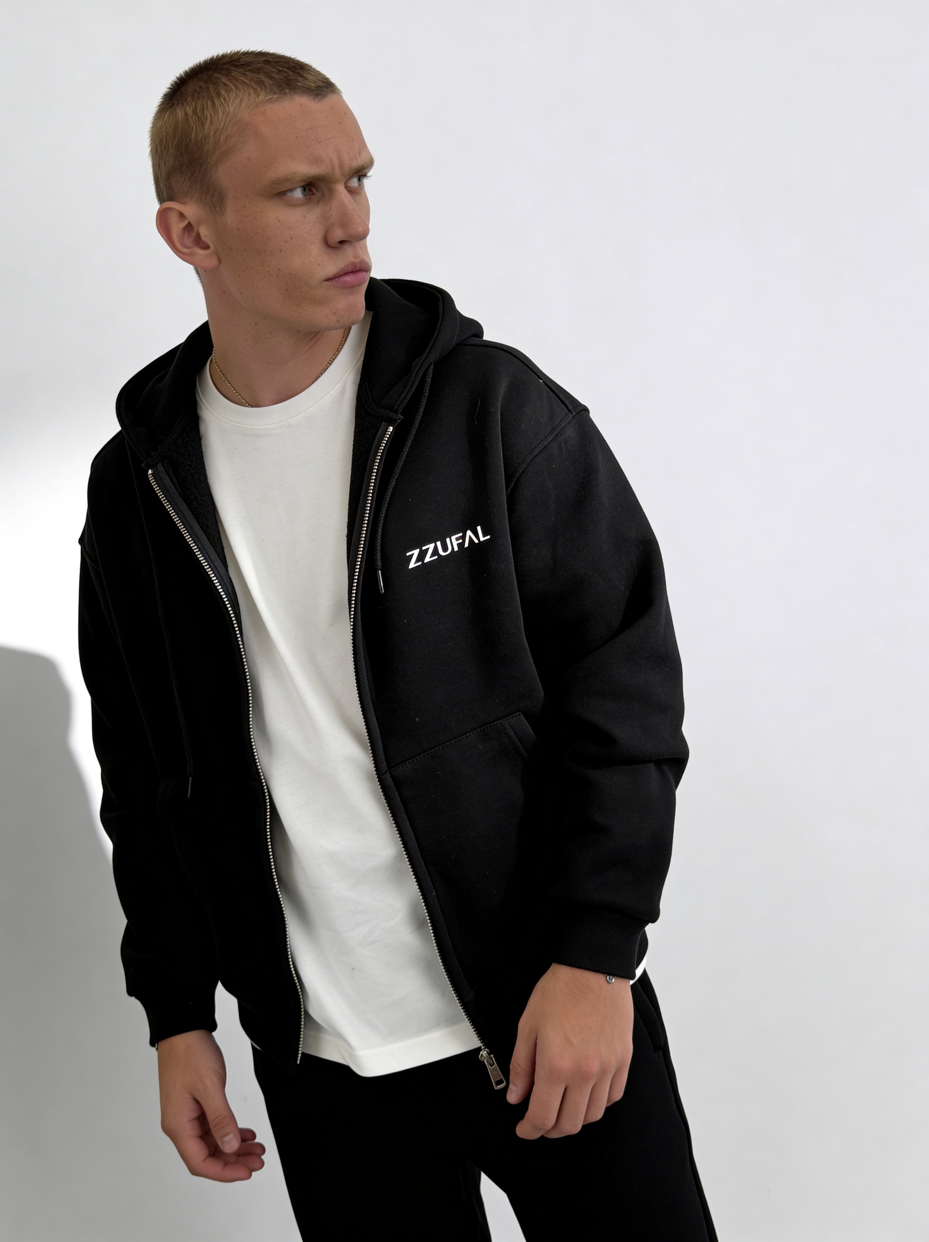 ZZUFAL - CORE ZIP BLACK - HOODIE